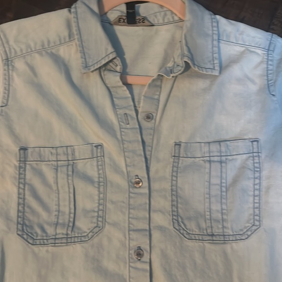 Light Button Down Jean Shirt By Express Size S - Picture 2 of 2